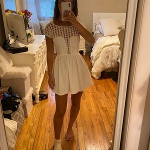 SABO SKIRT Crochet top babydoll mini dress